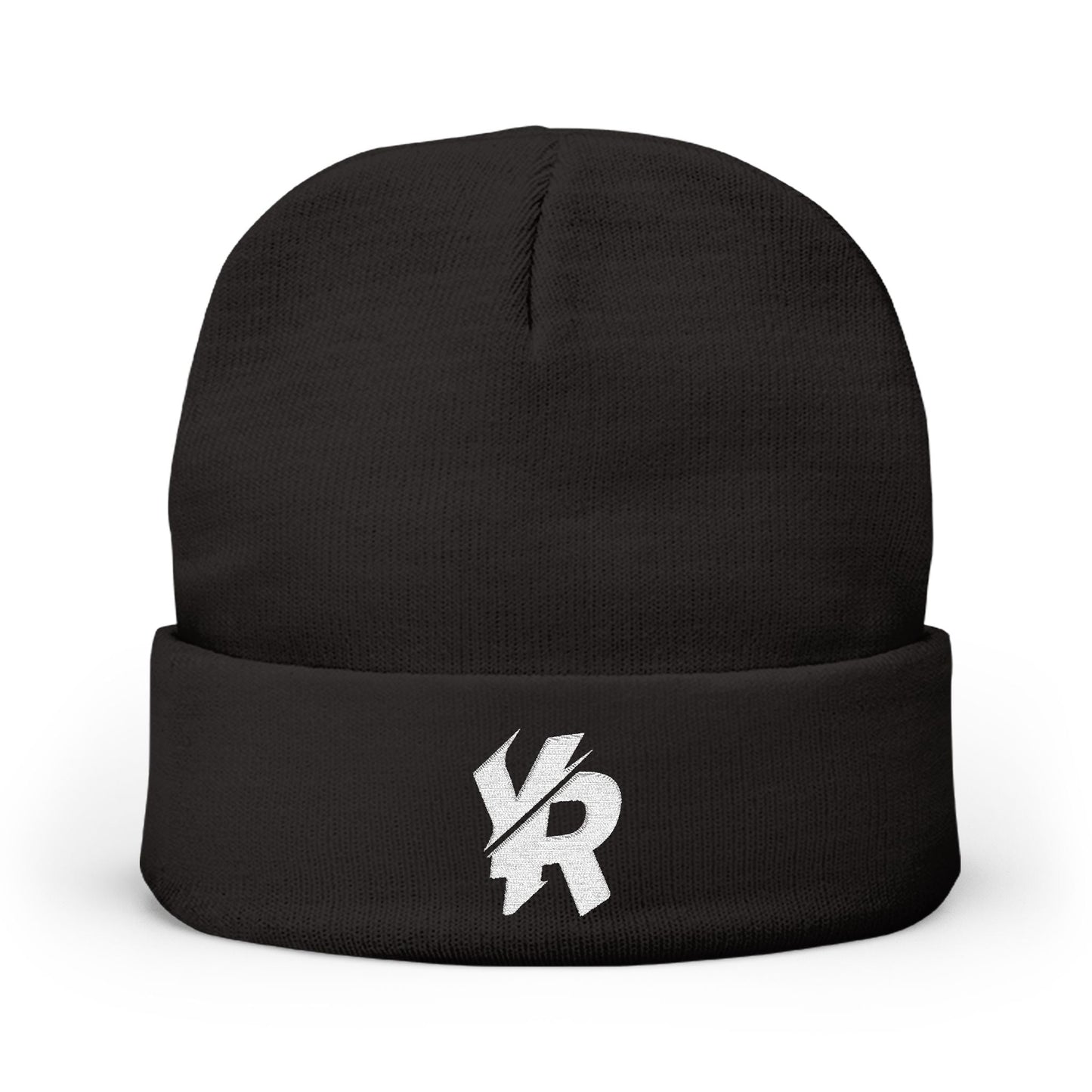 "YR" | Solid Black | Embroidered Knit Beanie | Cozy Fashion Accessory, Warm Winter Hat, Gift Idea, Trendy Headwear, Unisex Beanie