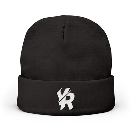 "YR" | Solid Black | Embroidered Knit Beanie | Cozy Fashion Accessory, Warm Winter Hat, Gift Idea, Trendy Headwear, Unisex Beanie
