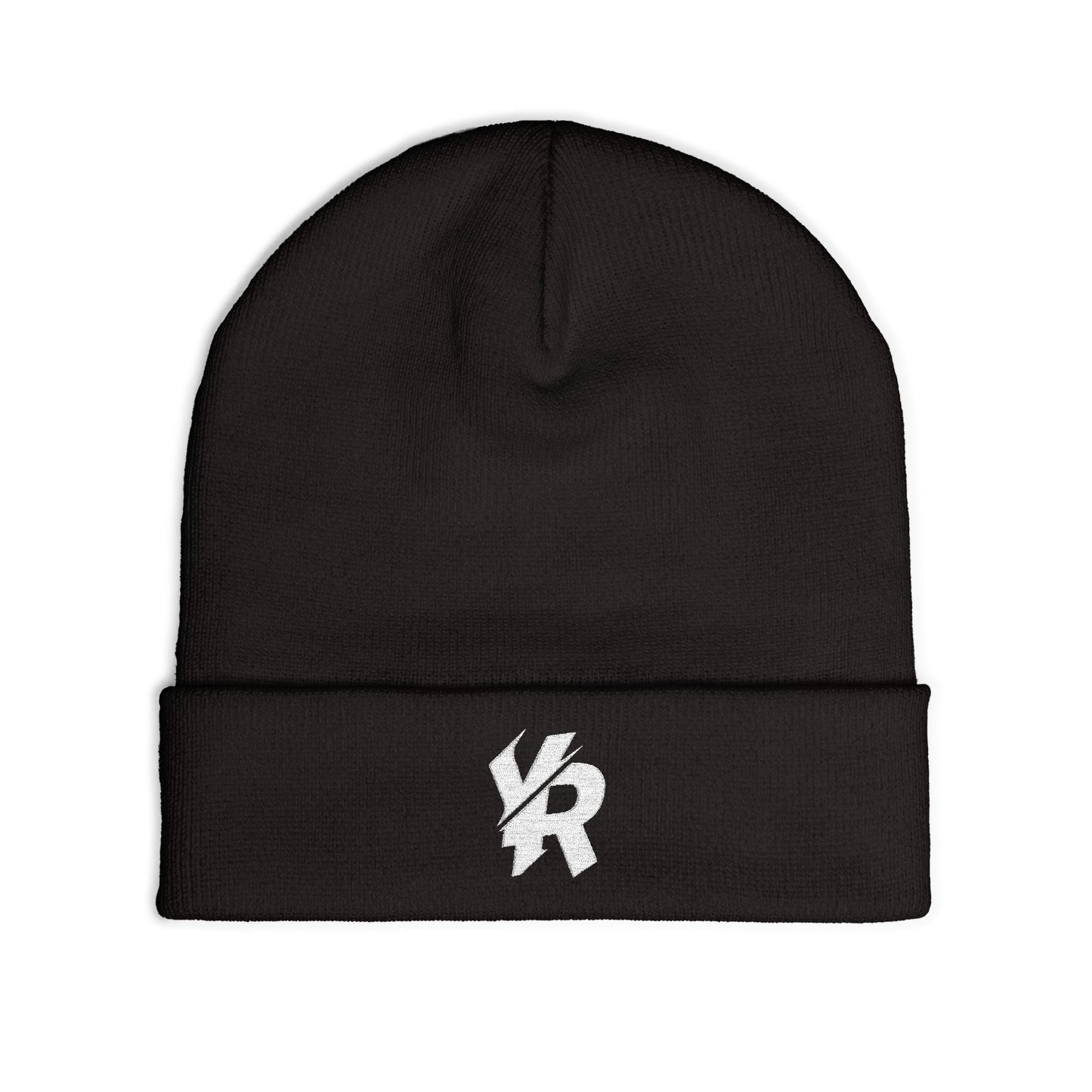 "YR" | Solid Black | Embroidered Knit Beanie | Cozy Fashion Accessory, Warm Winter Hat, Gift Idea, Trendy Headwear, Unisex Beanie