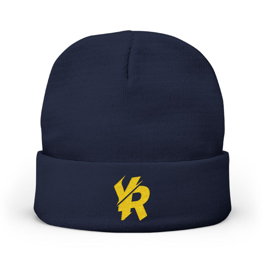 "YR" | Royal Blue |  Embroidered Knit Beanie | Cozy Fashion Accessory, Warm Winter Hat, Gift Idea, Trendy Headwear, Unisex Beanie