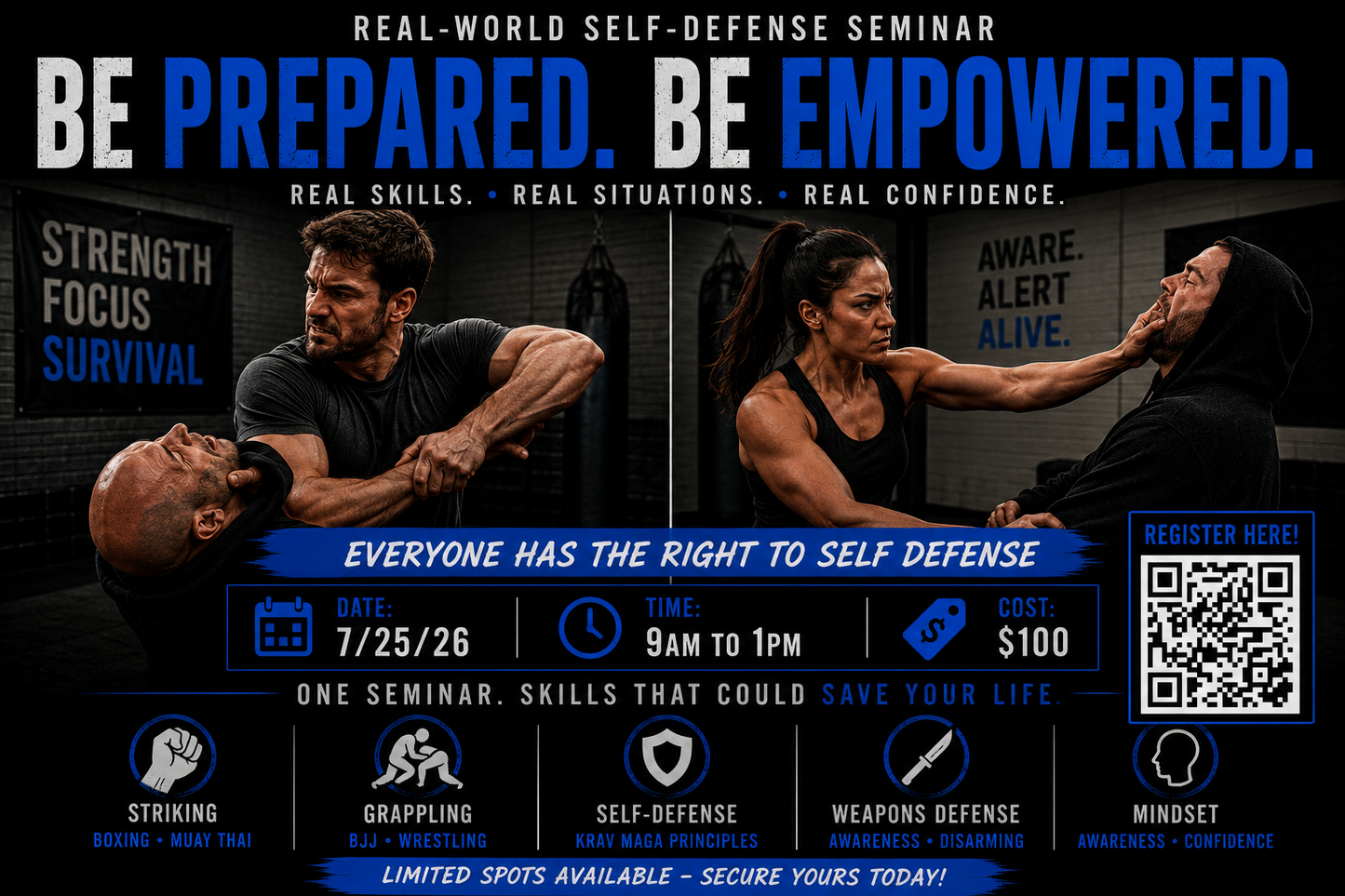 FEARLESS! SELF DEFENSE WORKSHOP 7/25/26 (9am to 1pm)